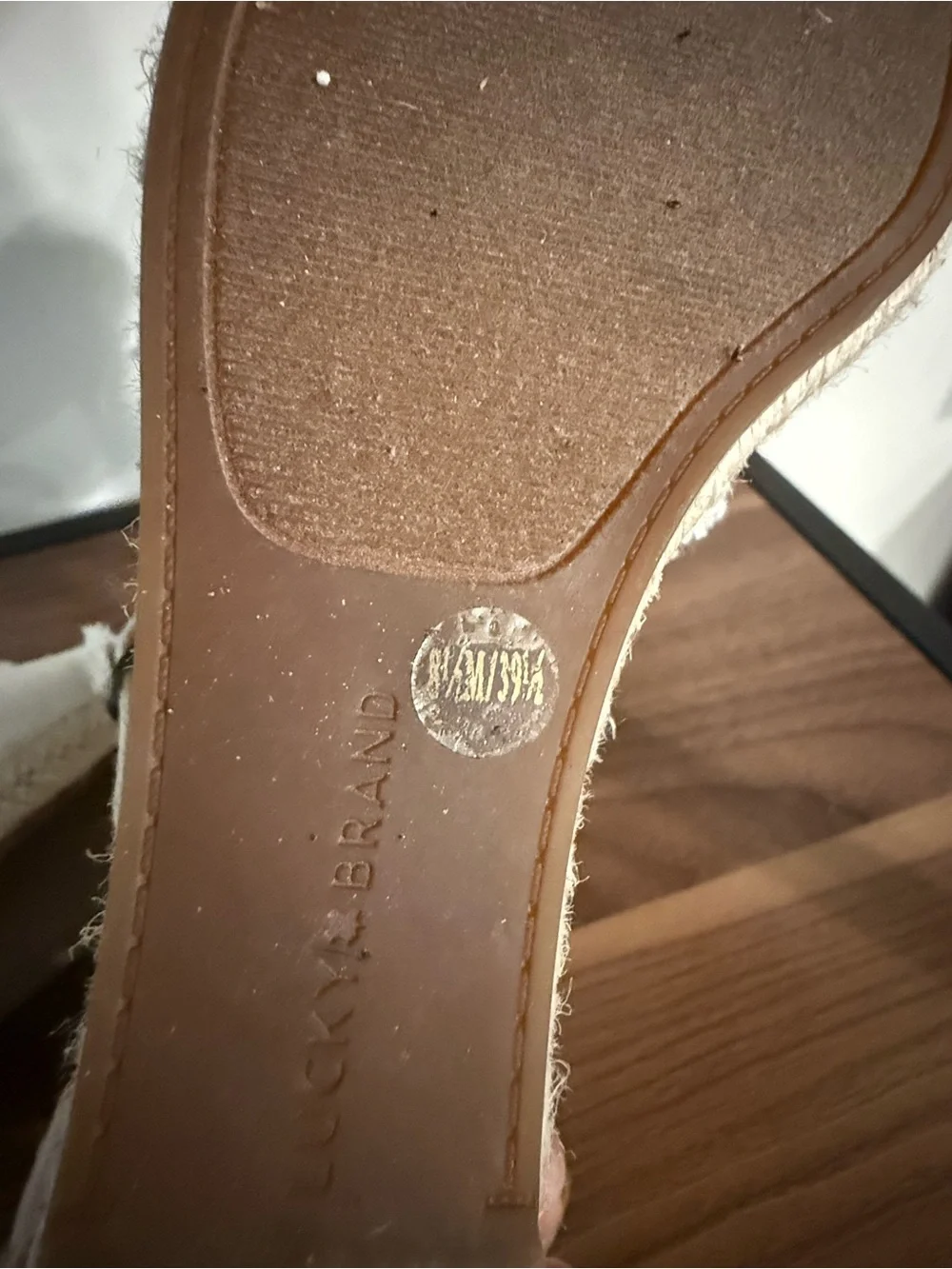 Lucky Brand Cream Canvas Espadrille Wedge Sandals